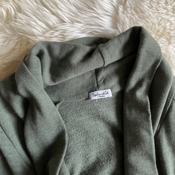 Splendid Large Shawl Collar Cardigan Sweater Green - Picture 4 of 6